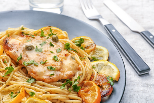 Sonny's Farm free-range chicken breasts in chicken piccata recipe