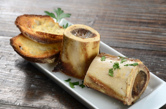 Sonny's Farm Wagyu beef marrow bones, roasted with French bread