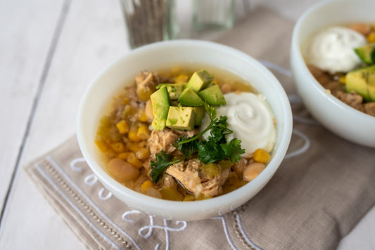 Sonny's Farm White Chicken Chili with pastured, free-range chicken breasts