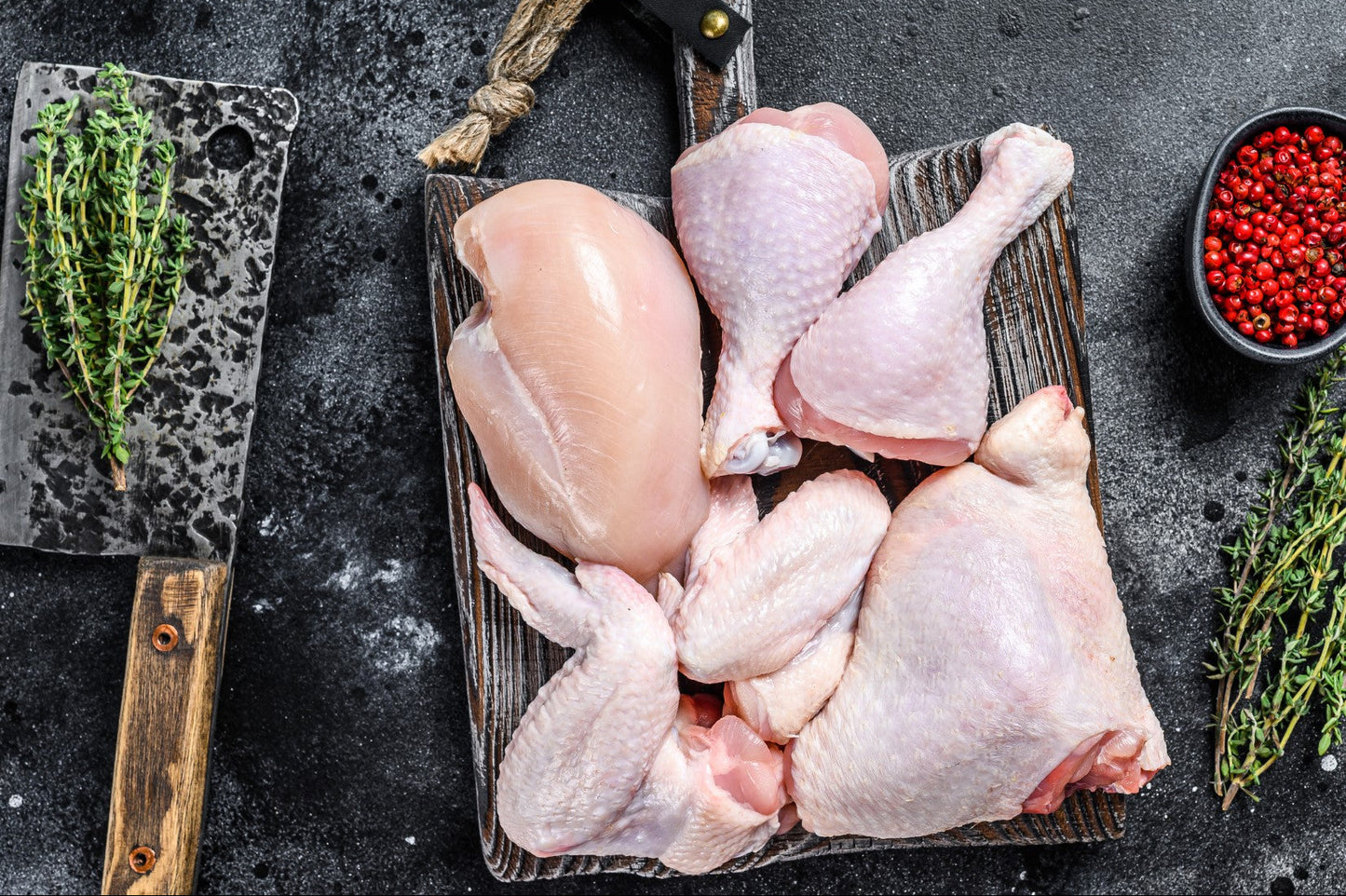 Sonny's Farm chicken lovers box with pastured free-range chicken thighs, wings, drumsticks, breasts, backs