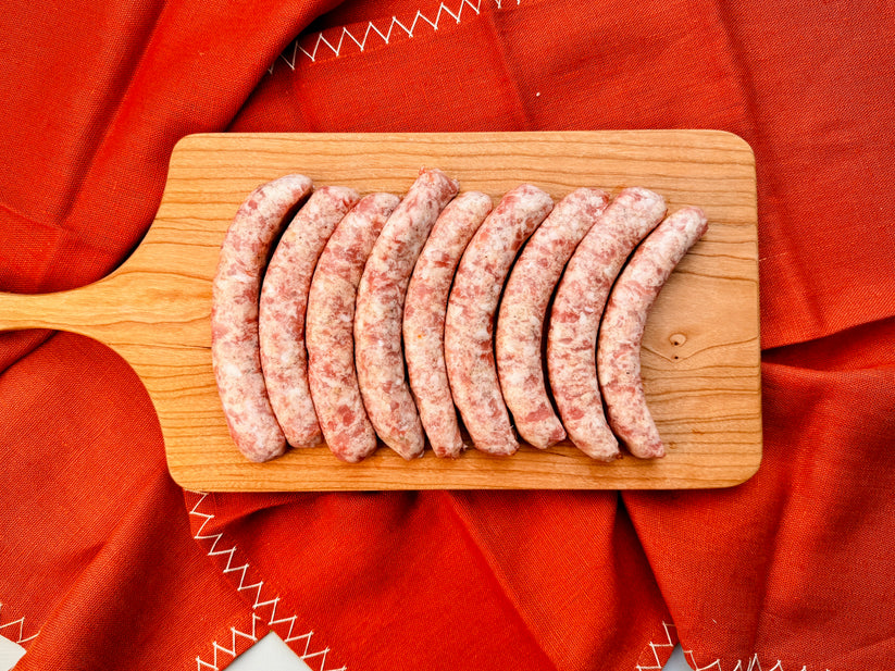 Sonny's Farm Bacon sage sausage from pastured heritage pork